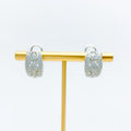 Iridescent Evergreen Half Diamond Bali + 18k Gold Earrings 