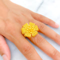 Luminous Stately 22k Gold Semi - Statement Ring