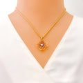 diamond-studded-flower-pendant-set