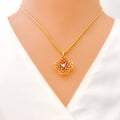 diamond-studded-flower-pendant-set