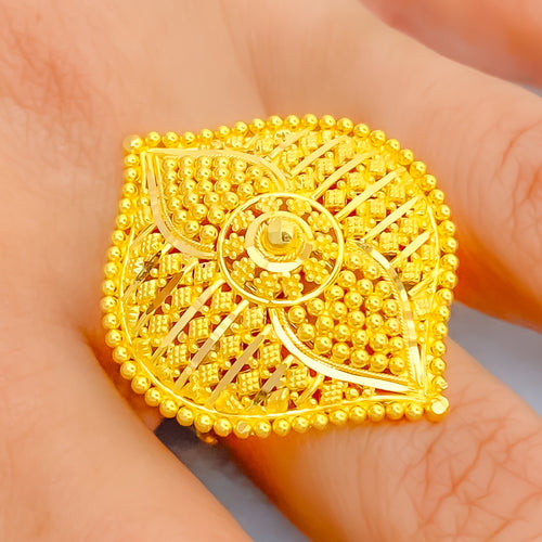 Shimmering Unique 22k Gold Statement Ring