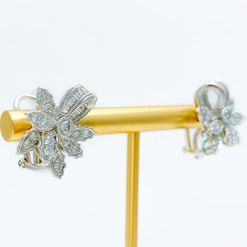 Decadent Graceful Cluster Diamond + 18k Gold Earrings 