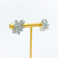 Decadent Graceful Cluster Diamond + 18k Gold Earrings 