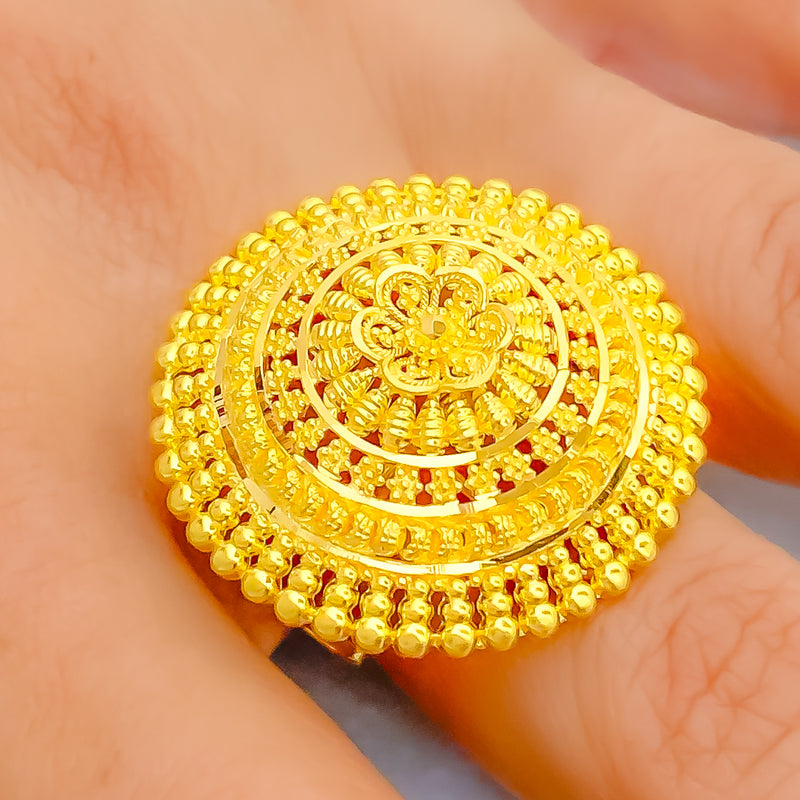 Gorgeous Sparkling  22k Gold Statement Ring