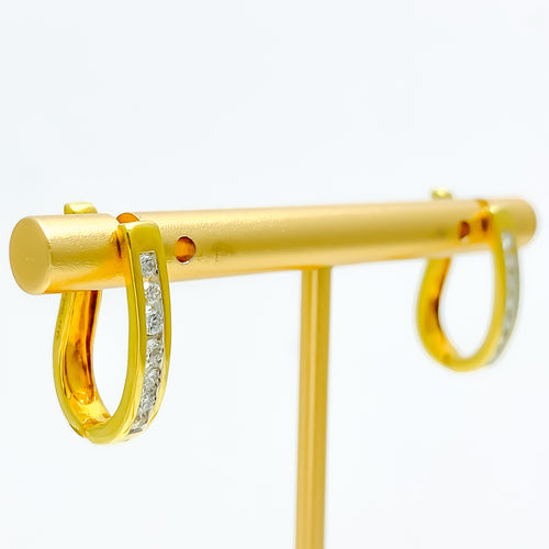 Delicate Delightful Half Diamond Bali + 18k Gold Earrings 