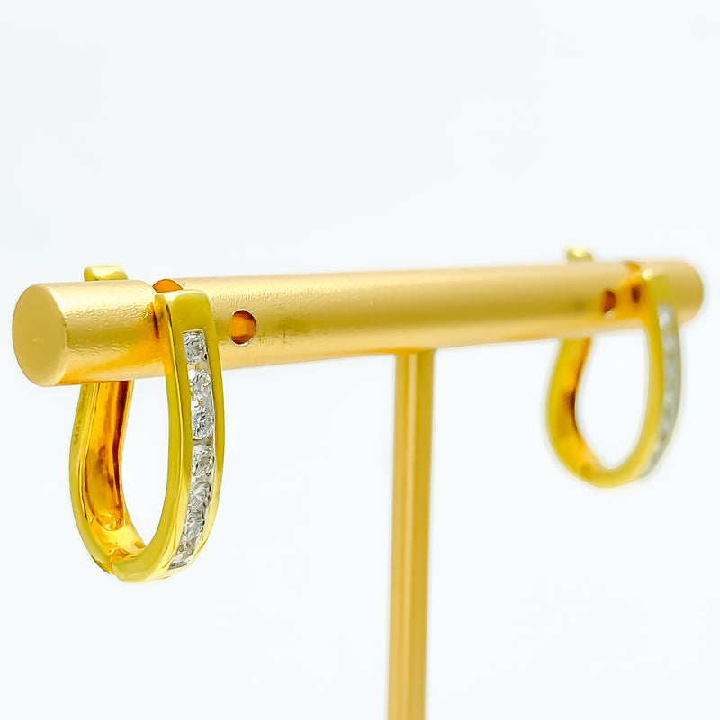 Delicate Delightful Half Diamond Bali + 18k Gold Earrings 