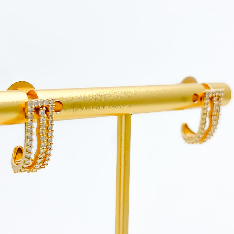 Opulent Striped Diamond + 18k Gold Earrings 