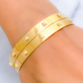 Embellished Unique 22k Gold CZ Bangle Pair