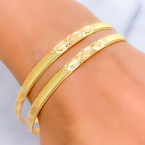 Exquisite Charming Marquise 22k Gold Bangle Pair