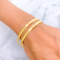 Reflective Triple Marquise 22k Gold Bangle Pair