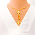 Fancy Dangling 22k Gold Clover Necklace Set 