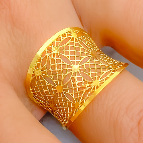 Fashionable Ornate 21k Gold Ring