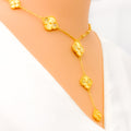 Unique Asymmetrical 22k Gold Stylish Clover Necklace Set 