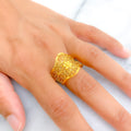 Modern Netted 21k Gold Ring