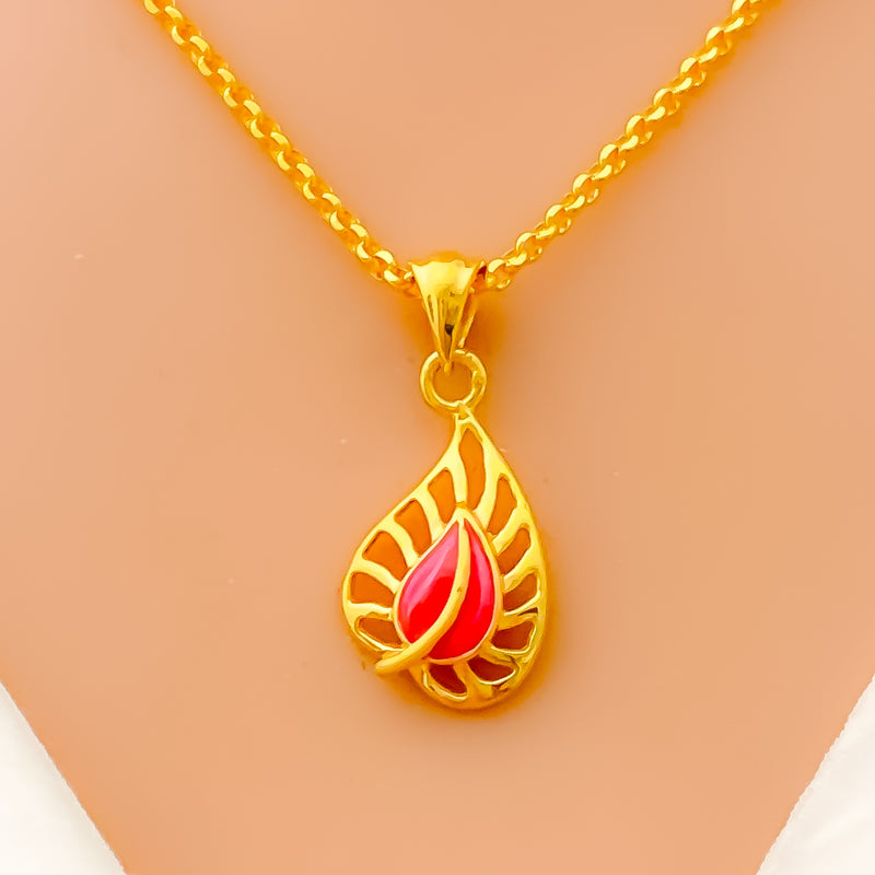 Glowing Attractive Leaf 22k Gold Necklace