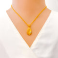 Two-Tone Netted Shimmering 22k Gold Necklace