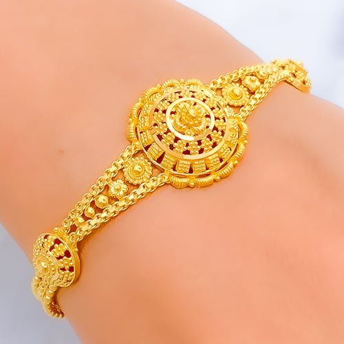 exquisite-chic-floral-dome-22k-gold-bracelet