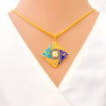 Brilliant Polished 21k Gold CZ Allah Pendant 