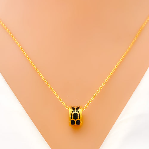 Unique Upscale 21k Gold Enameled Necklace 