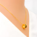 Unique Upscale 21k Gold Enameled Necklace 
