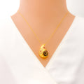 Posh Glowing Drop 21k Gold CZ Necklace