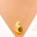 Posh Glowing Drop 21k Gold CZ Necklace