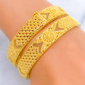 Glimmering Floral 22k Gold Netted Bangle Pair 