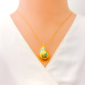 Ornamental Vibrant 21k Gold Drop Necklace