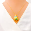 Ornamental Vibrant 21k Gold Drop Necklace