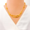 Lustrous Interlinked 21k Gold CZ Necklace 