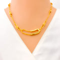 Lustrous Interlinked 21k Gold CZ Necklace 