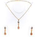 Eternal Radiant Drop 22k Gold CZ Pendant Set 