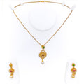 Priceless Decadent Polki Flower 22k Gold Pendant Set 