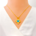 Reflective Eclectic 21k Gold Floral Necklace 