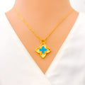 Reflective Eclectic 21k Gold Floral Necklace 