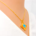 Reflective Eclectic 21k Gold Floral Necklace 