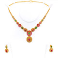 Captivating Iridescent Floral 22k Gold Polki Necklace Set