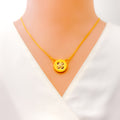 Eternal Radiant 21k Gold Buttoned CZ Necklace 