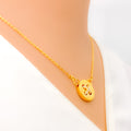 Eternal Radiant 21k Gold Buttoned CZ Necklace 