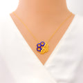 Asymmetrical Curved 21k Gold Flower Necklace 