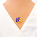 Asymmetrical Curved 21k Gold Flower Necklace 