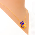 Asymmetrical Curved 21k Gold Flower Necklace 