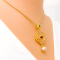 Priceless Decadent Polki Flower 22k Gold Pendant Set 