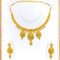 Dangling Dangling Floral 22k Gold Necklace Set 