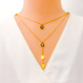 Modish Fancy Dual Layered 21k Gold Necklace 