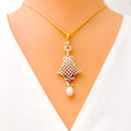 Flawless Classy 22k Gold CZ Pendant Set 