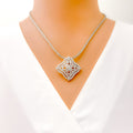 Impearl Glowing Floral Diamond + 18k Gold Necklace Set 