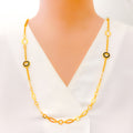 Bold Geometric Halo 21k Gold Long Necklace 