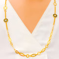 Bold Geometric Halo 21k Gold Long Necklace 