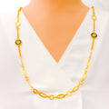 Bold Geometric Halo 21k Gold Long Necklace 